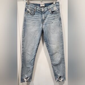 AGOLDE Sophie Distressed High Rise Skinny Crop Jeans A018-812 Size 28 Light Wash